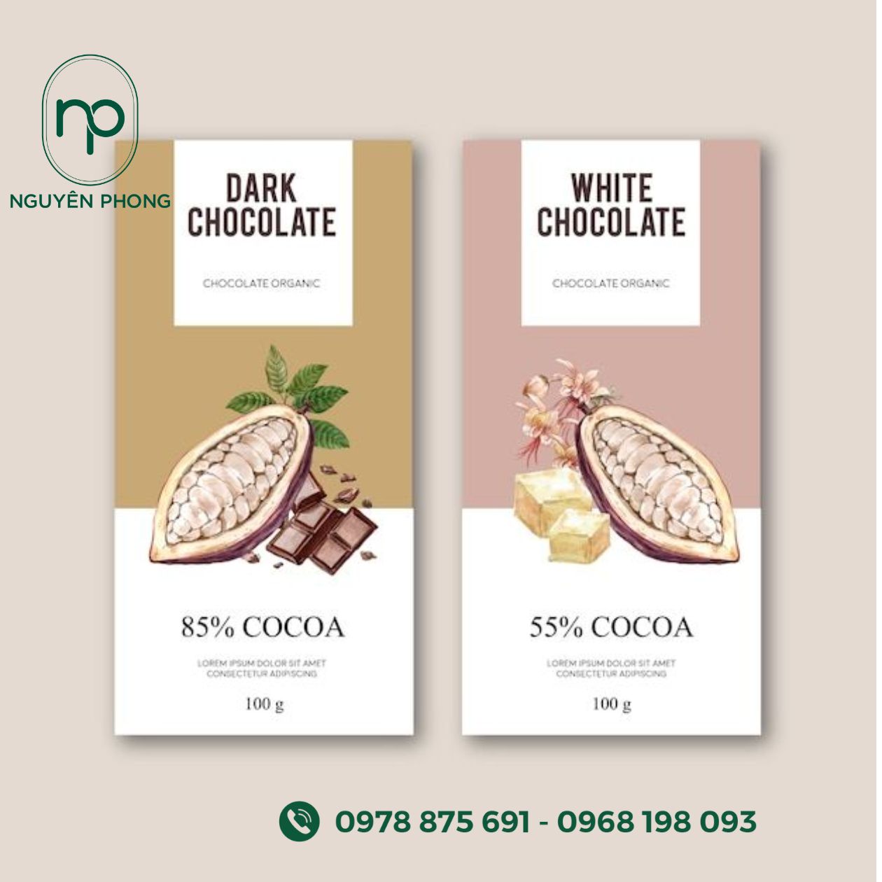 Mẫu hộp giấy đựng cacao


